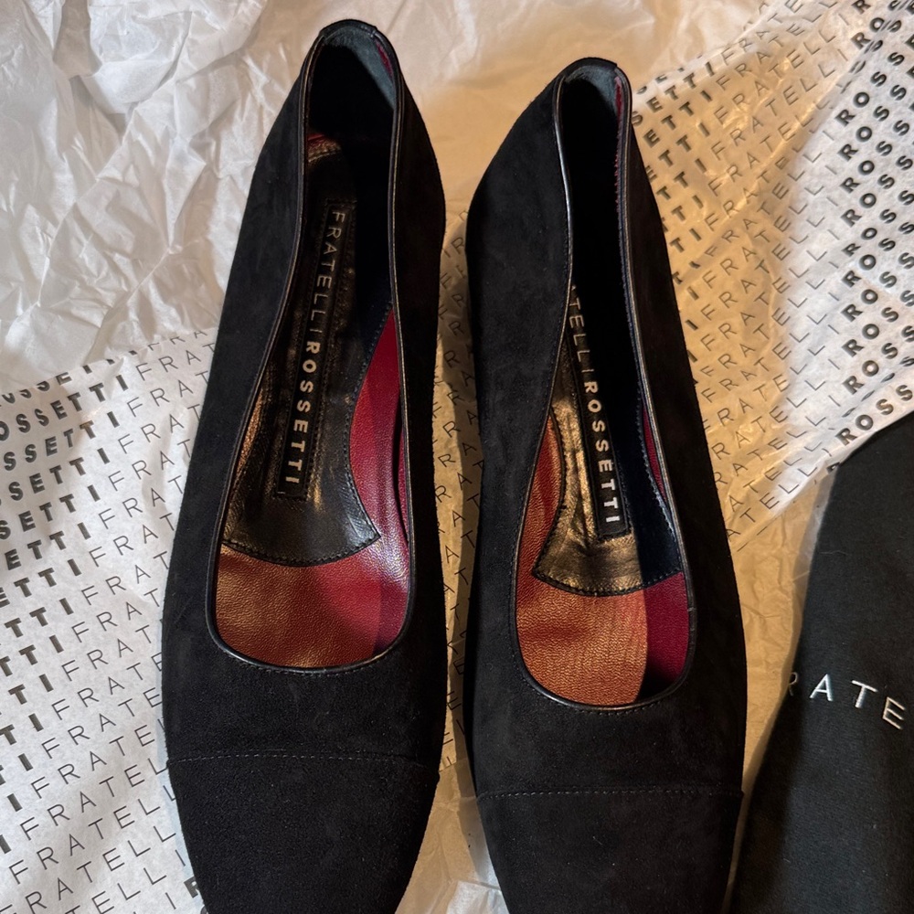 Fratelli Rossetti Black Suede Low Heels
